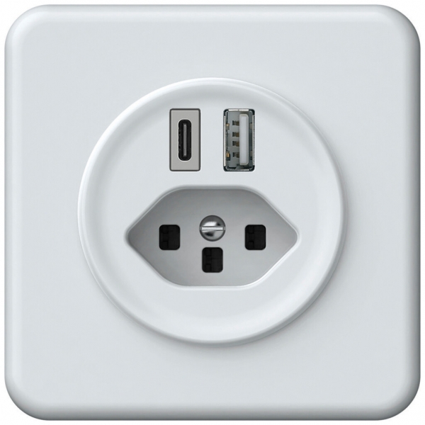 Prise de charge USB ENC origin 1×USB-A 1×USB-C 3000mA 5V avec type 23 blanc 