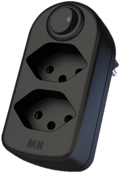 Spina multipla MAX HAURI ADAPT SPLIT 10A con interruttore ACC/SPEN 2×T13 nero 