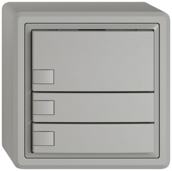 Poussoir KNX RGB AP EDIZIO.liv SNAPFIX® capteur temp.s.LED 3× comm.1T grc 