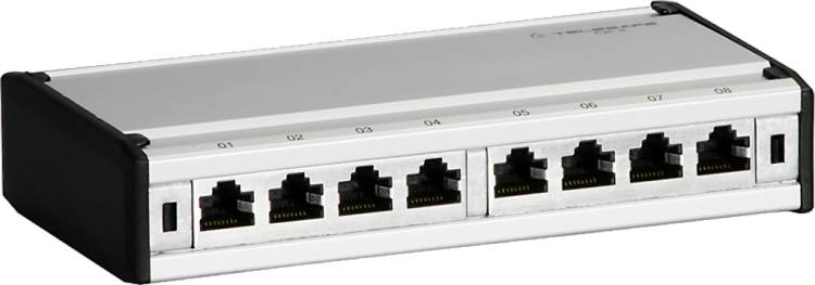 Patch box mini 8×RJ45s cat.6 STP, grigio alluminio, schermato 