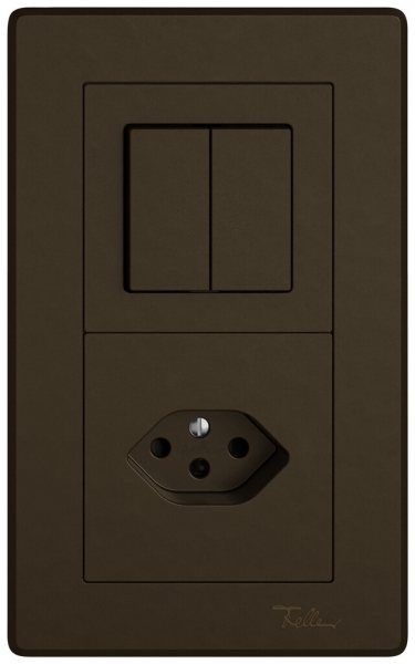 Combinazione INC EDIZIO.liv SNAPFIX® 2×1 156×96mm schema 1/3+3/1L+1×T13 marrone 