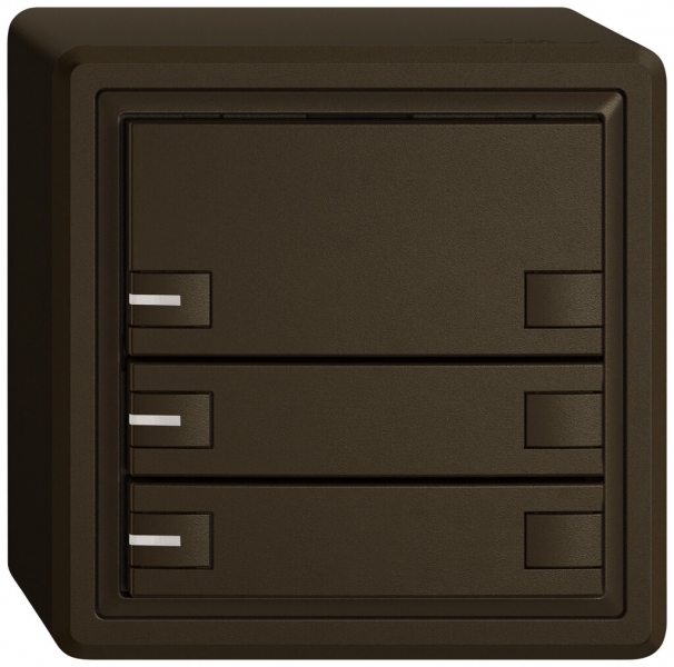 Poussoir KNX RGB AP EDIZIO.liv SNAPFIX® capteur temp.RGB-LED 3× comm.2T br 
