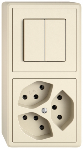 Combinazione AP EDIZIO.liv SNAPFIX® 2×1 140×74mm schema 1/3+3/1L+3×T13 crema 