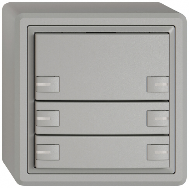 Poussoir KNX RGB AP EDIZIO.liv SNAPFIX® capteur temp.RGB-LED 6× comm.1T grc 