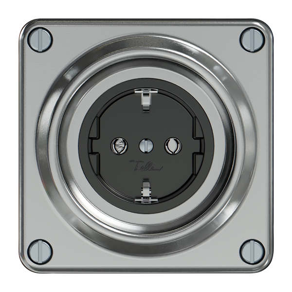Prise ELEMENT SNAPFIX® SCHUKO 16A 250V IP44 alu 