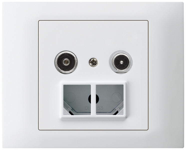 Prise multimédia INC kallysto R-TV avec boîte INC G3 montage T 19dB 2GHz blanc 