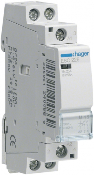 Contattore AMD Hager 230VAC 0 chiusura 2 apertura 25A 1UM 