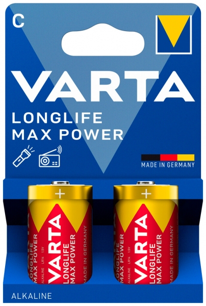 Batterie VARTA Consumer Longlife Max Power C alcaline Mn 1.5V blister à 2 pièces 