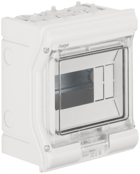 Distributore AP Hager vector 1-fila 6UM IP54/IP65 165×190×113mm 