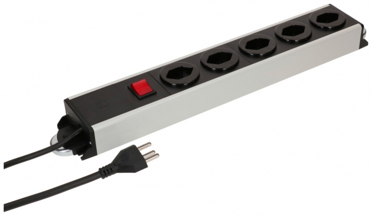 Prise multiple MH POWER LINE 16A interrupteur 5×T23 1.5m gris-noir 2×aimant 