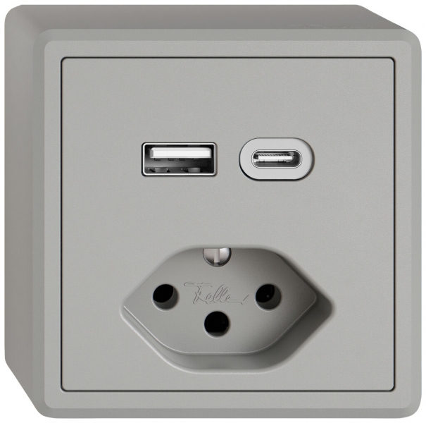 Prise de charge USB AP EDIZIO.liv SNAPFIX® USB A+C/T13 3A 230VAC grc 