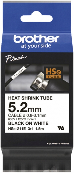 Guaina termoretraibile Brother HSE-211E 1.5m×Ø5.2mm per cavo Ø3.1…0.8mm bi-ne 