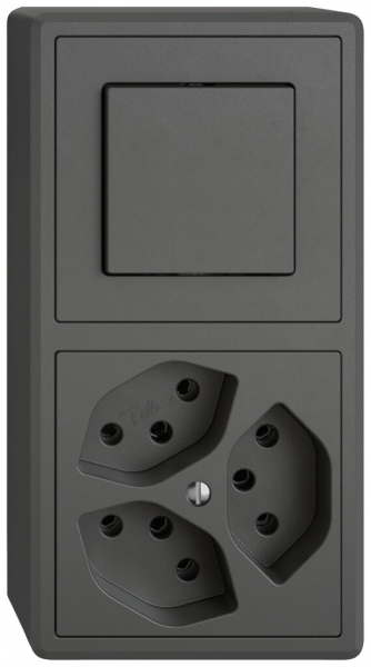 Combinazione AP EDIZIO.liv SNAPFIX® 2×1 140×74mm schema 3/1L+3×T13 grigio scuro 