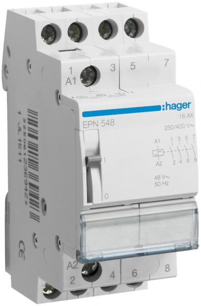 Teleruttore Hager 2UM 48VAC 24VDC 0 apertura 4 chiusura 0 invertitore 