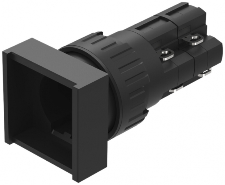 Allogiamento per pulsante luminoso EAO 31 18×18mm 1R+1Ch nero a impulso 