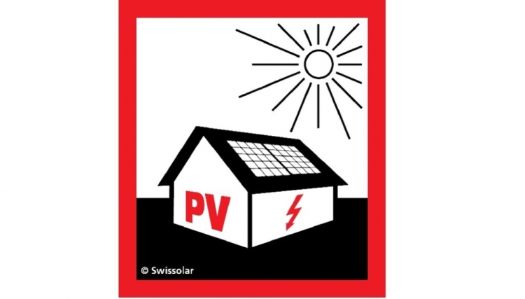 Adesivo Swissolar "Avviso per i pompieri" tedesco 