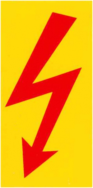 Warnschild Kunststoff 26×52mm Pfeil selbstklebend gelb/rot 