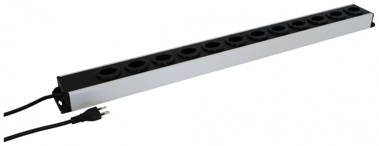 Prise multiple MH POWER LINE 10A 12×T13 1.5m gris-noir 