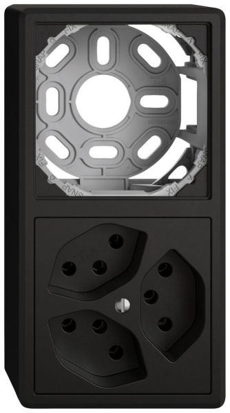 Combinazione AP EDIZIO.liv SNAPFIX® 2×1 140×74mm vuoto+3×T13 nero 