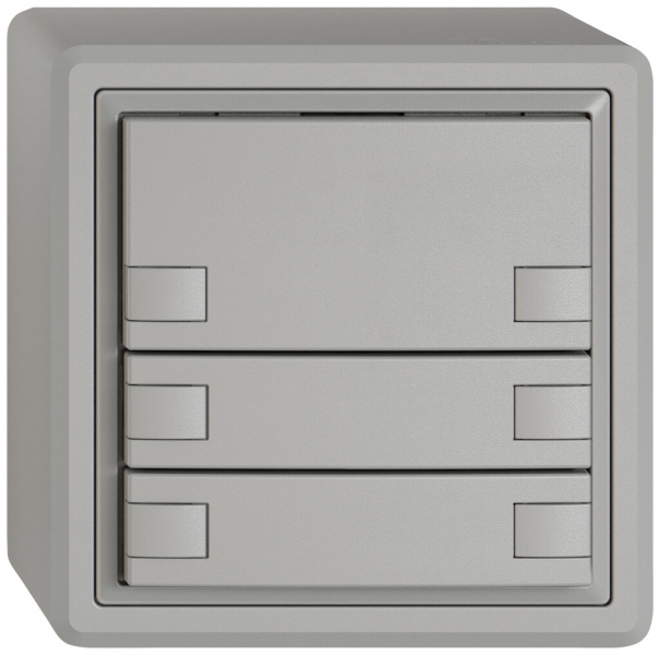 Poussoir KNX RGB AP EDIZIO.liv SNAPFIX® capteur temp.s.LED 3× comm.2T grc 