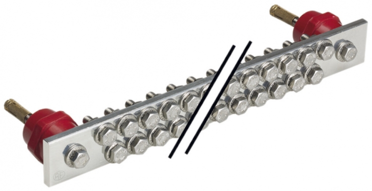 Barre compensation de potentiel Flury PA 21,Cu ét., 2-rangs 325×60×5mm, 16×M8 