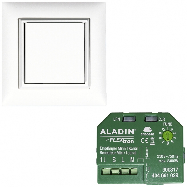 Kit d'installazione RF 2 ALADIN Mini, 1×pulsante + 1×attuatore-commutatore 
