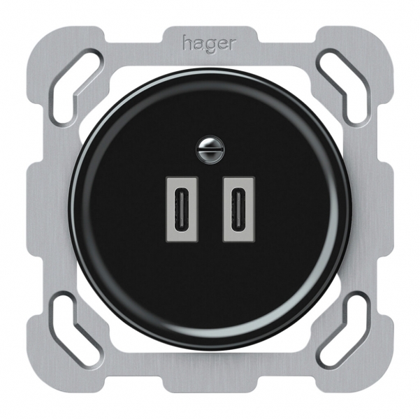 Presa di carica USB INC origin 2×USB-C 3000mA 5V nero 