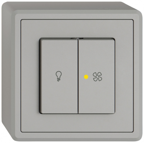 Interruttore a pulsante lum.AP EDIZIO.liv SNAPFIX® luce&venti 3/3/1L KS gi grc 