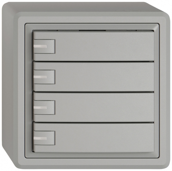 Poussoir KNX RGB AP EDIZIO.liv SNAPFIX® capteur temp.RGB-LED 4× comm.1T grc 
