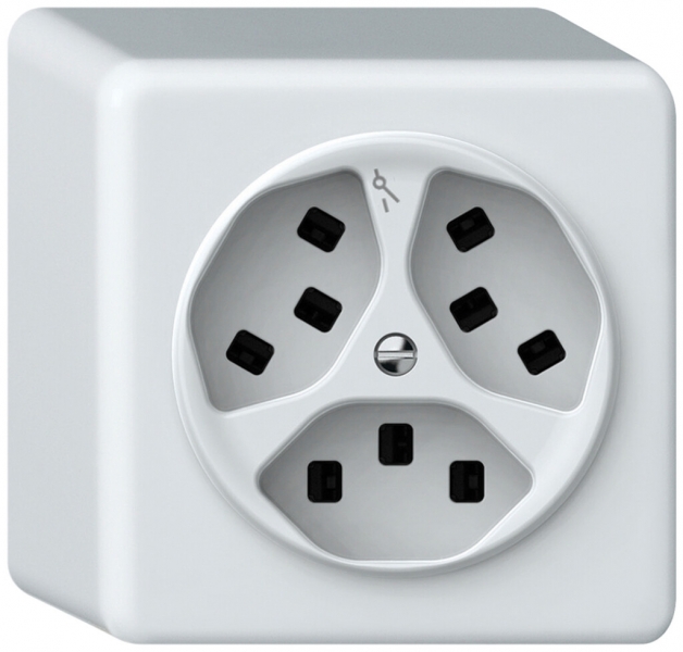 Prise AP origin 3×type 23 1×S 16A 230V 88×88×54mm blanc 