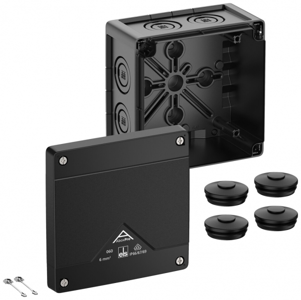Boîte de dérivation AP Spelsberg Abox Pro 060-L/sw 127×127×75mm IP69 no 