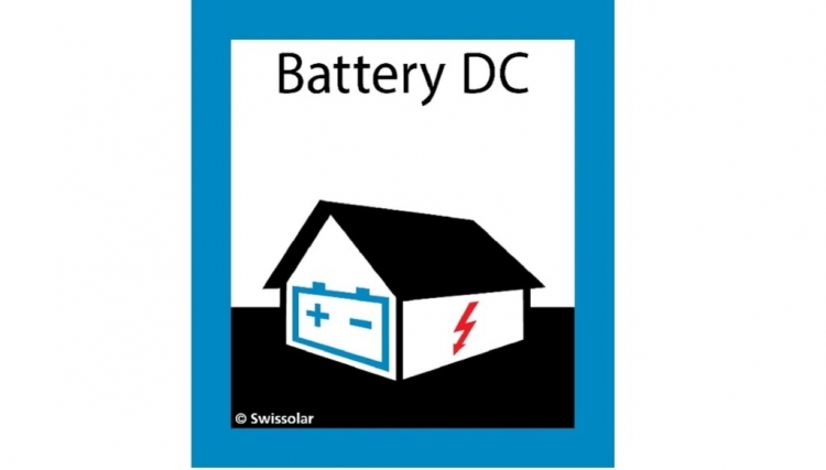 Adesivo Swissolar "Edificio unicamente con accumulatore a batteria" 