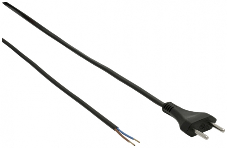 Câble d'appareil plat Tdf 2×1mm² 5m noir fiche T11 