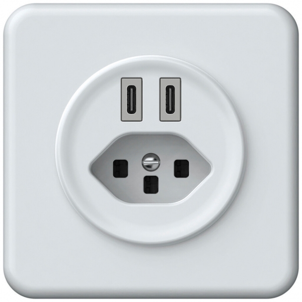 UP-USB-Ladesteckdose origin 2×USB-C 3000mA 5V mit Typ 23 weiss 