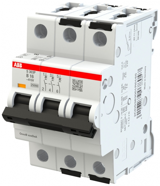 Disgiuntore ABB MCB S300P 3P 415V tipo B 16A Icn 25kA Icu 25kA 3UM 