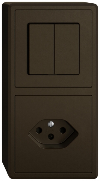 Combinazione AP EDIZIO.liv SNAPFIX® 2×1 140×74mm schema 1/3+3/1L+1×T13 marrone 