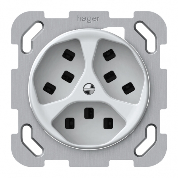 Prise ENC origin 3×type 23 16A 230V 77×77mm blanc 