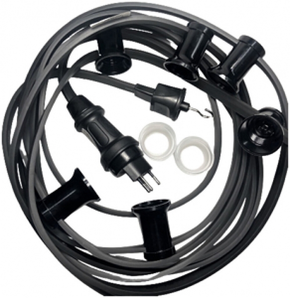 Guirlande d'illumination ELBRO 10m 2×1.5mm² 10×E27 230V avec T13 IP55, noir 