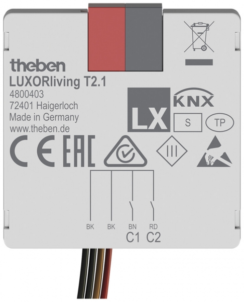 Modulo d'ingresso INS Theben LUXORliving T2.1 2-canale 5VUC 38×37.3×12.4mm 