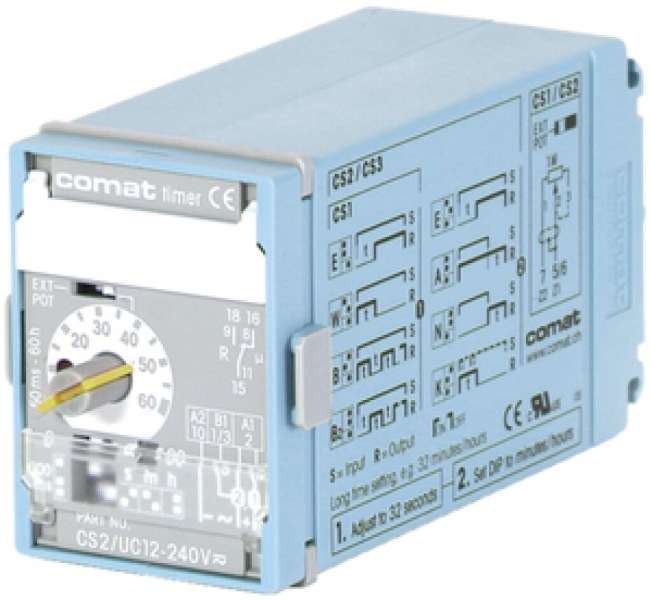 Relè a tempo ComatReleco CS3, 12…240VUC, scatola blu/grigio 