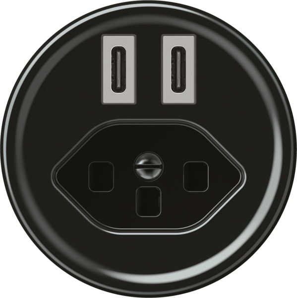 USB-Ladesteckdose origin 2×USB-C 3000mA 5V mit Typ 23 schwarz 
