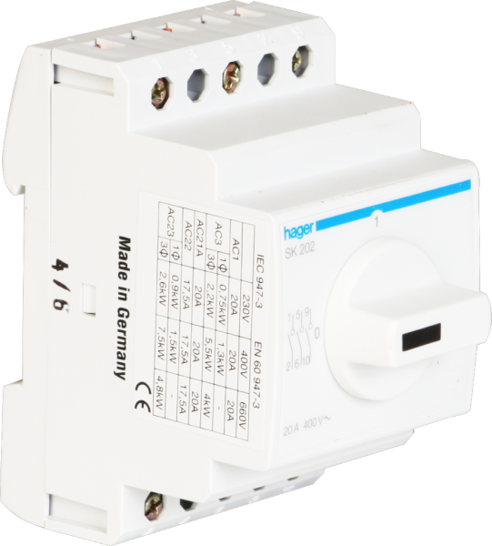 Interruttore rotativo AMD Hager 20A 400V 3 chiusura 0 apertura 0 invertitore 3UM 