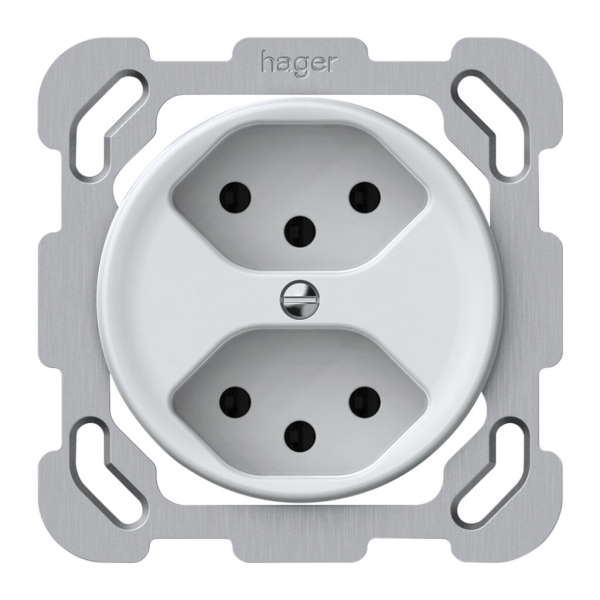 UP-Steckdose origin 2×Typ 13 10A 230V 77×77mm weiss 