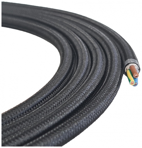 Textilkabel Elektrogros TDLR H03VV-F 3×0.75mm² LNPE schwarz 50m 