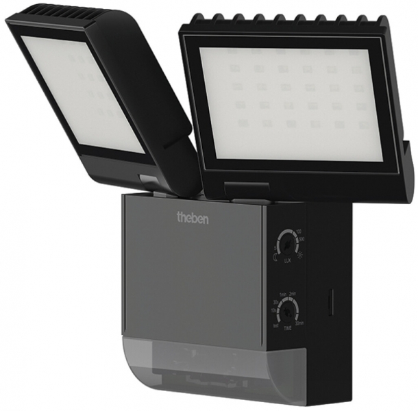 Projecteur LED theLeda S 17W 2×900lm 4000K avec détecteur de mouvement noir IP55 