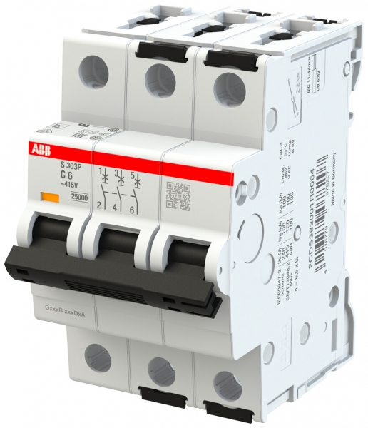 Disgiuntore ABB MCB S300P 3P 415V tipo C 6A Icn 25kA Icu 100kA 3UM 