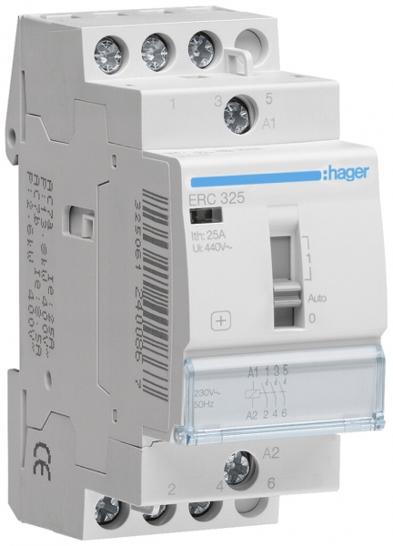 Contattore AMD Hager 230VAC 3 chiusura 25A 2UM 