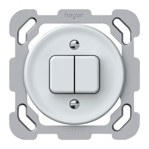 Interruttore a pulsante INC origin sch 3 + NO/NC 77×77mm bianco 