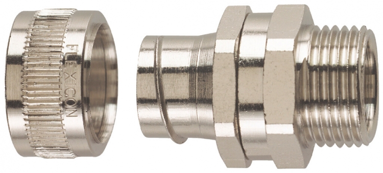Raccord pour tuyaux Plica FU20-M20-S Ø20mm/M20×1.5mm laiton nickelé IP40 