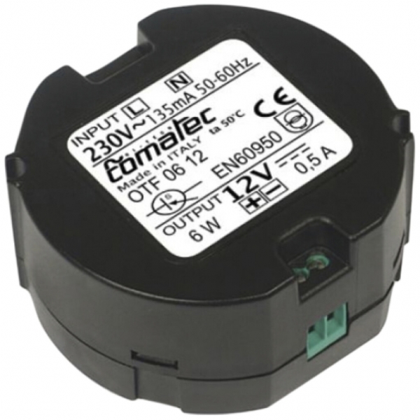 Alimentazione INS Comatec OTF, IN: 230VAC, OUT: 12VDC/12W, morsetti a vite 